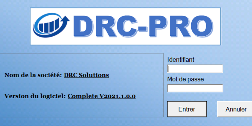 Écran accueil DRC Pro